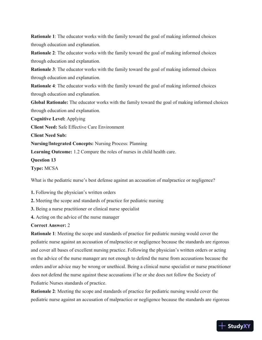 Test Bank For Principles Of Pediatric Nursing: Caring For Children, 6th Edition, page 16