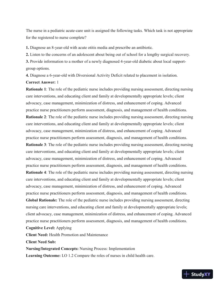 Test Bank For Principles Of Pediatric Nursing: Caring For Children, 6th Edition, page 4
