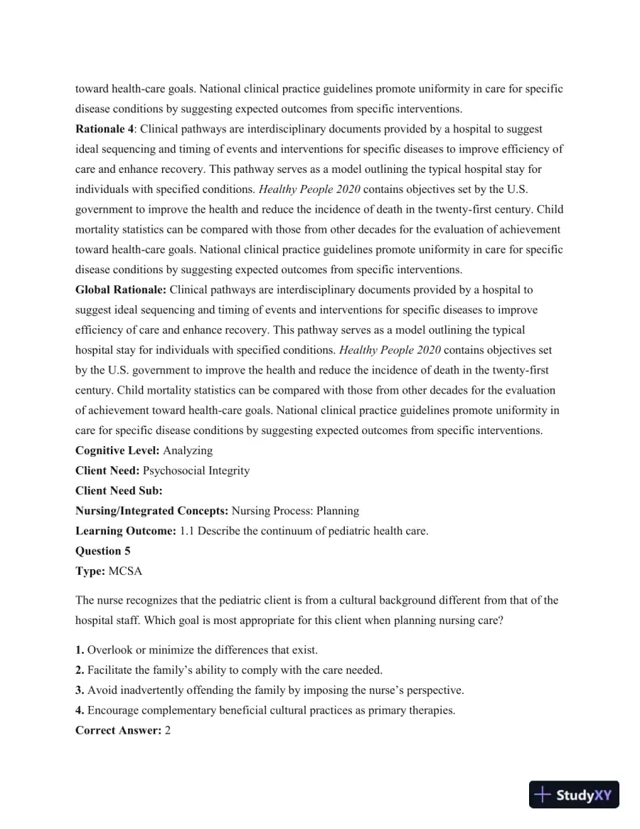 Test Bank For Principles Of Pediatric Nursing: Caring For Children, 6th Edition, page 6