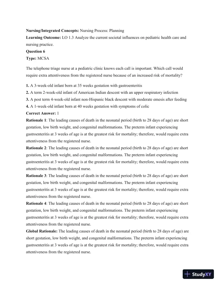 Test Bank For Principles Of Pediatric Nursing: Caring For Children, 6th Edition, page 8