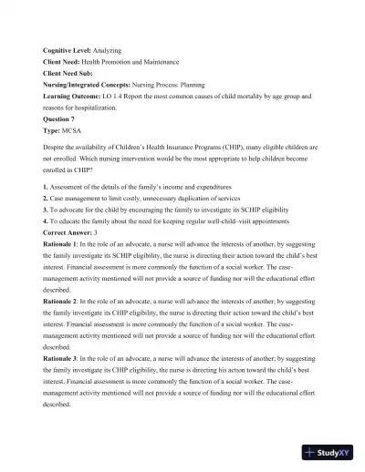 Test Bank For Principles Of Pediatric Nursing: Caring For Children, 6th Edition - Page 9 preview image