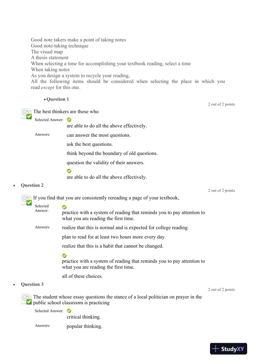 Liberty University CLST 100 Quiz 2 Complete Solutions Correct Answers Key, page 3