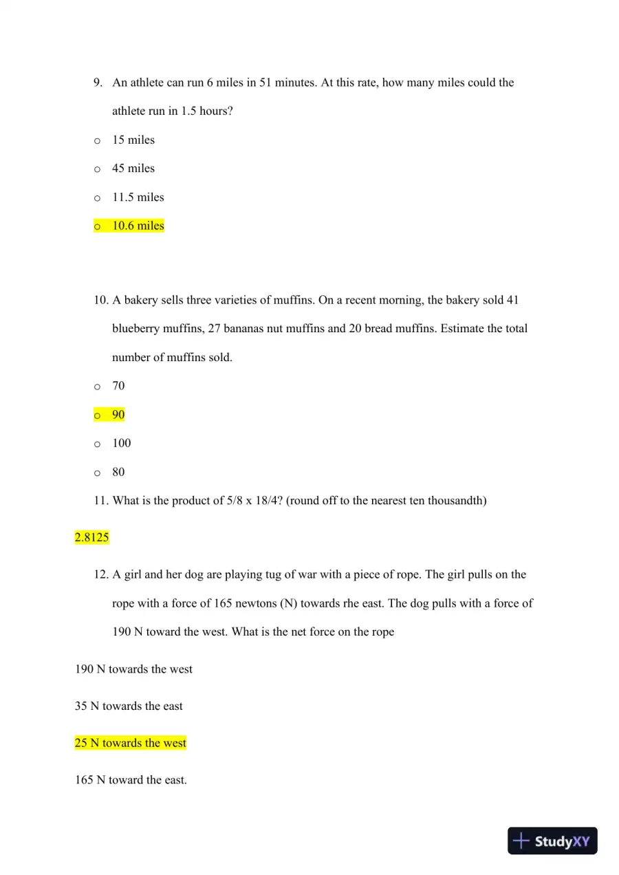 ATI Mathematics TEAS With Answers (92 Solved Questions), page 5