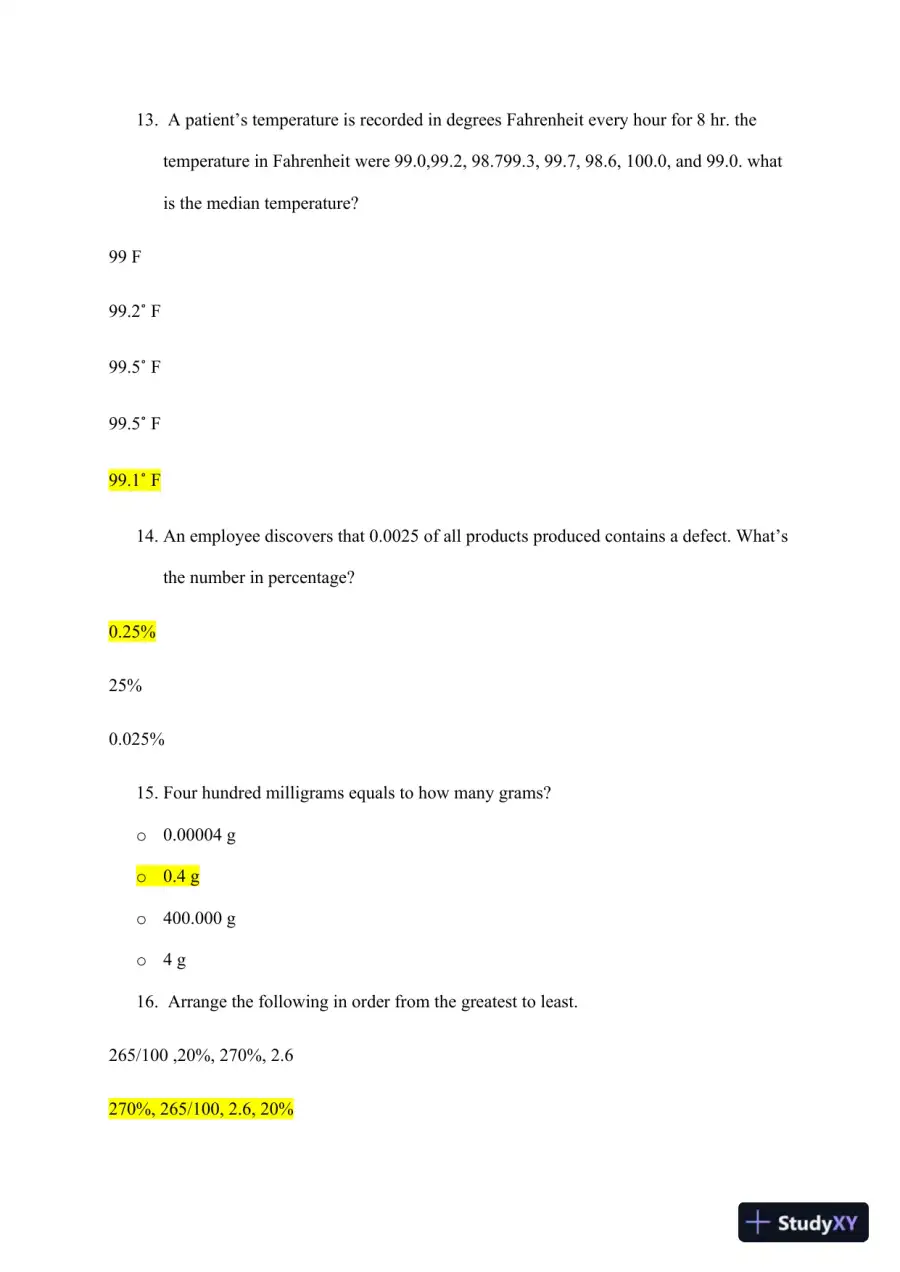 ATI Mathematics TEAS With Answers (92 Solved Questions), page 6