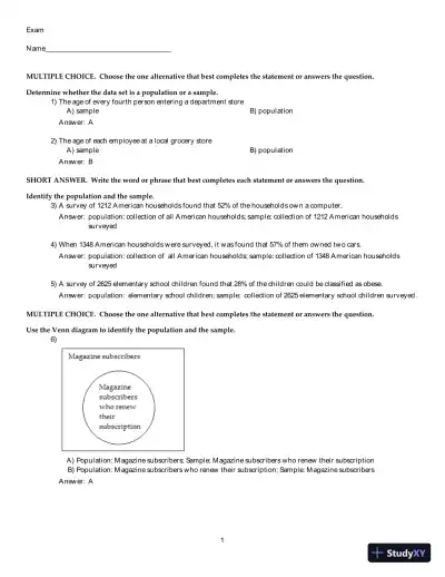Test Bank For Elementary Statistics: Picturing the World, 7th Edition - Page 1 preview image