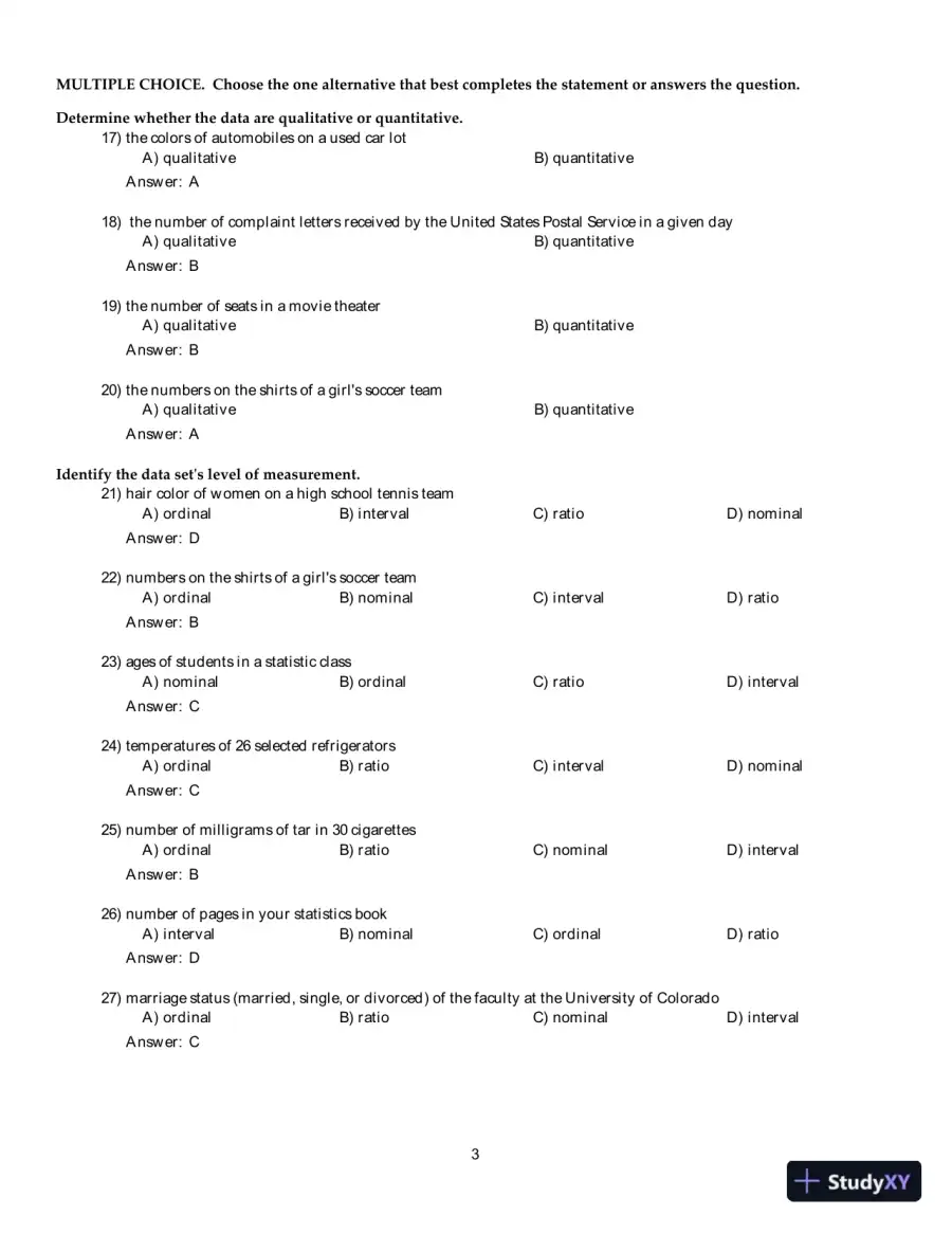 Test Bank For Elementary Statistics: Picturing the World, 7th Edition, page 4