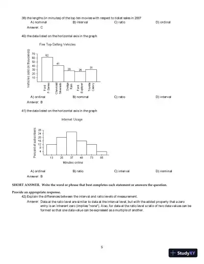Test Bank For Elementary Statistics: Picturing the World, 7th Edition - Page 6 preview image