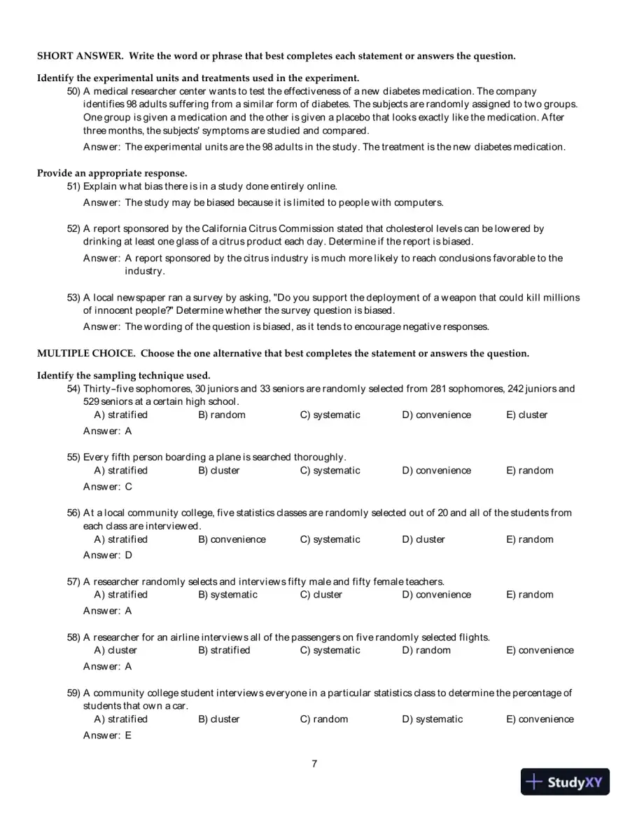 Test Bank For Elementary Statistics: Picturing the World, 7th Edition, page 8