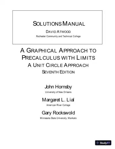 Solution Manual for A Graphical Approach to Precalculus with Limits, 7th Edition - Page 1 preview image