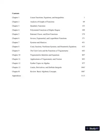 Solution Manual for A Graphical Approach to Precalculus with Limits, 7th Edition - Page 3 preview image