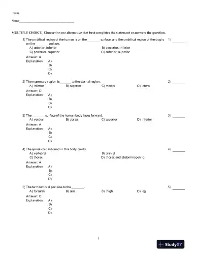 Test Bank for Human Anatomy and Physiology Laboratory Manual, 10th Edition - Page 1 preview image