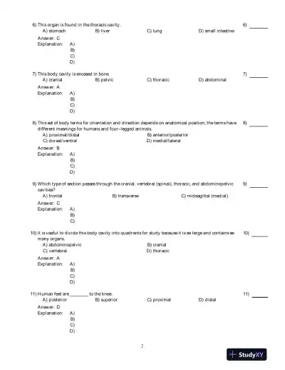 Test Bank for Human Anatomy and Physiology Laboratory Manual, 10th Edition - Page 3 preview image