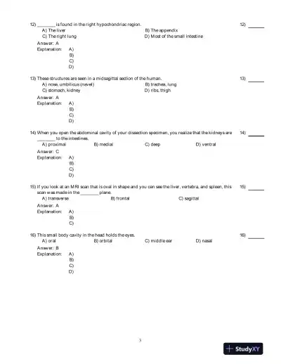 Test Bank for Human Anatomy and Physiology Laboratory Manual, 10th Edition - Page 4 preview image