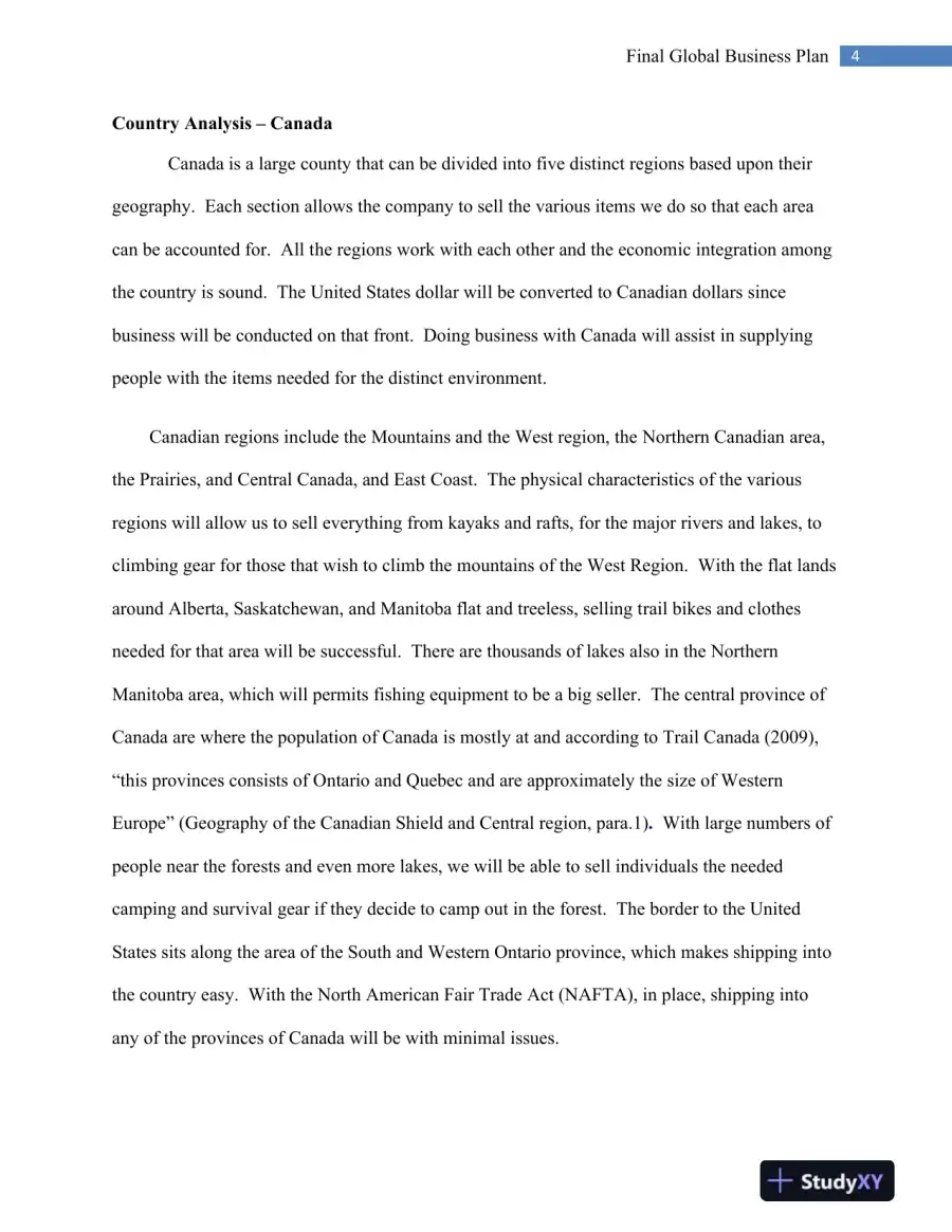MGT 448 Final Global Business Plan, page 5