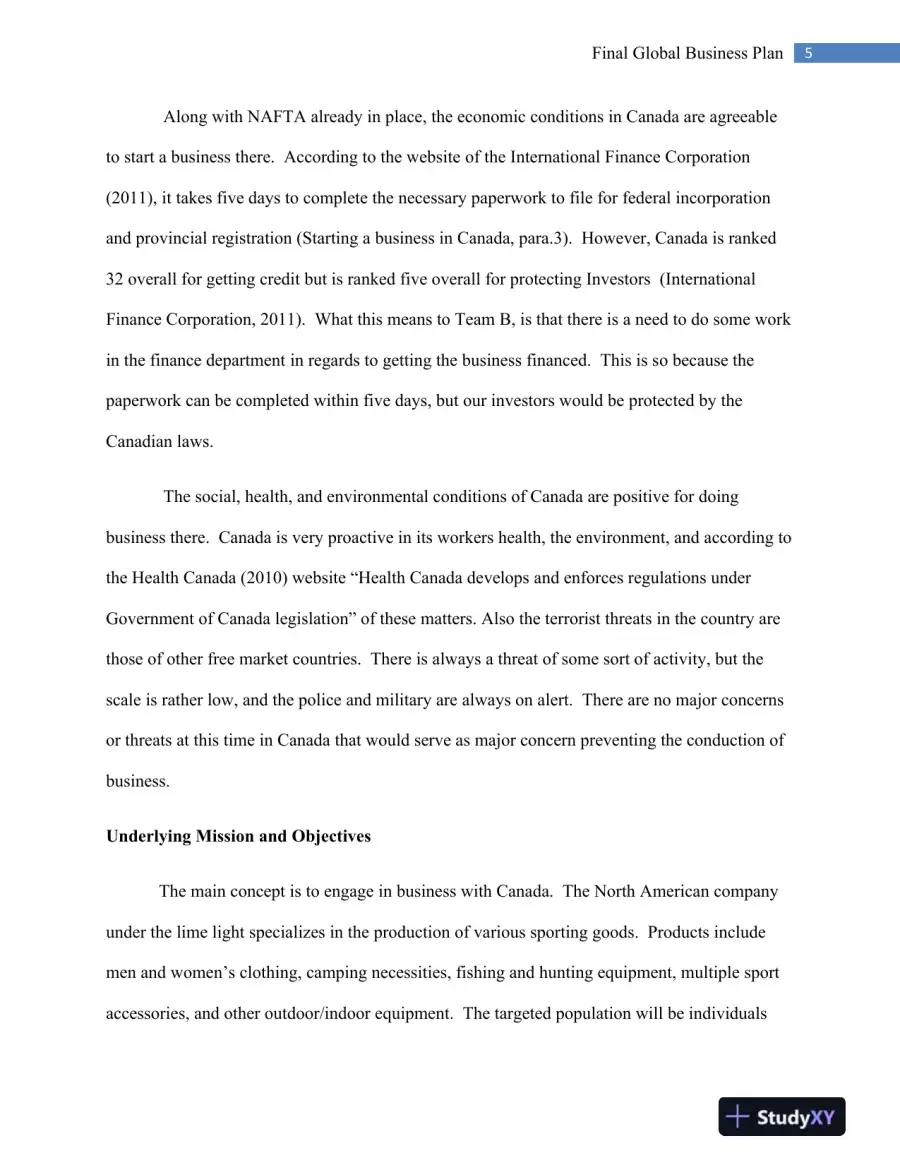 MGT 448 Final Global Business Plan, page 6