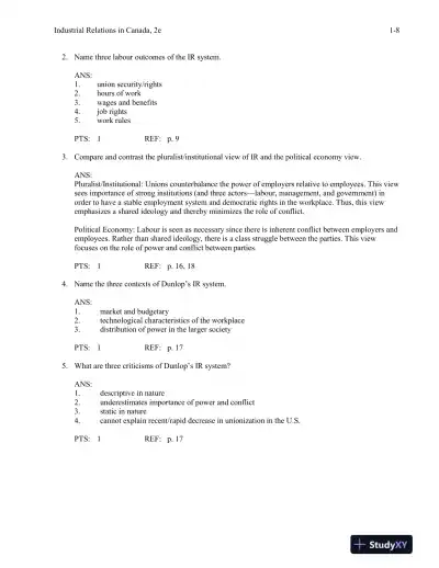 Industrial Relations In Canada, Second Edition Test Bank - Page 11 preview image