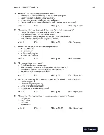 Industrial Relations In Canada, Second Edition Test Bank - Page 16 preview image