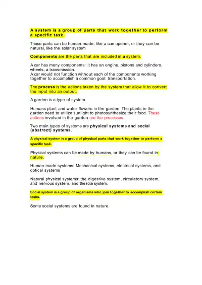 A system is a group of parts that work together to - Page 1 preview image