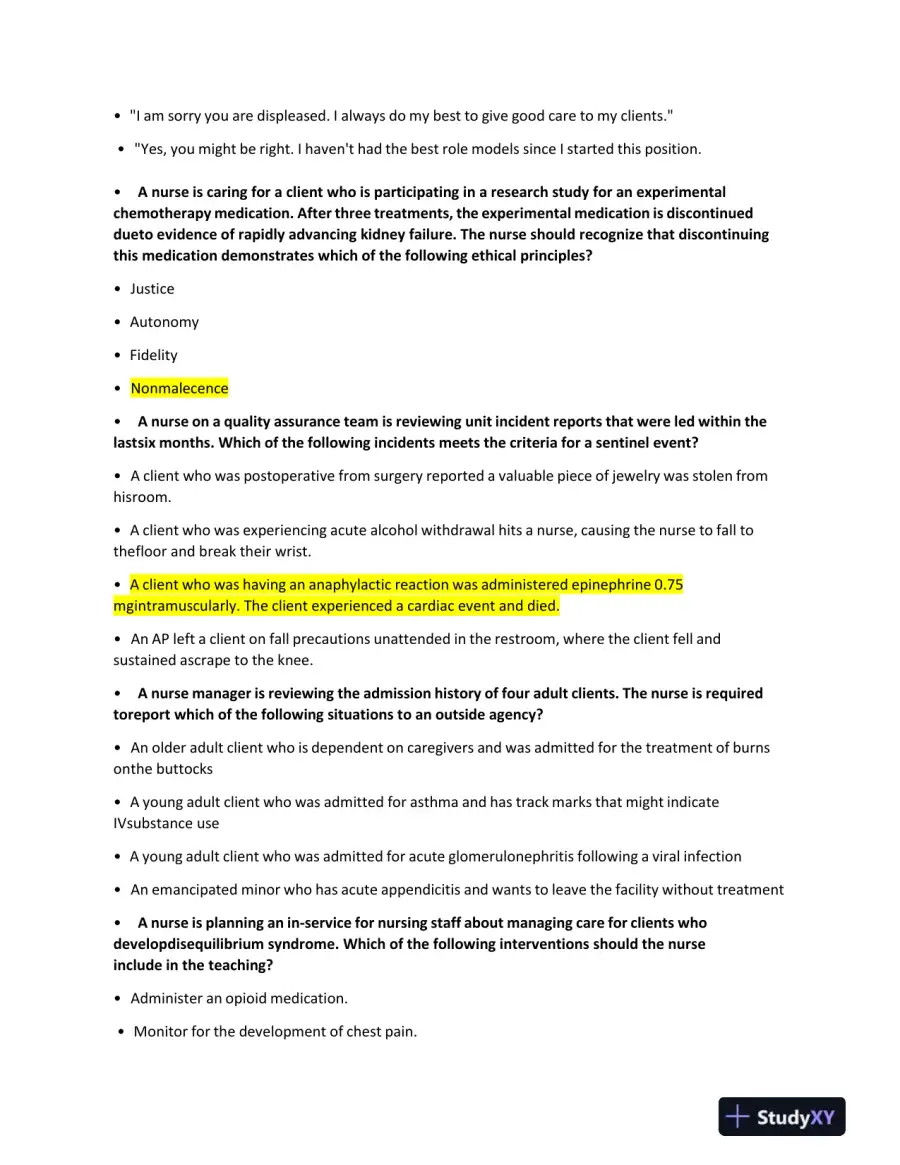 2023 NCLEX RN Medical Surgical Study Guide With Answers (131 Solved Questions), page 4