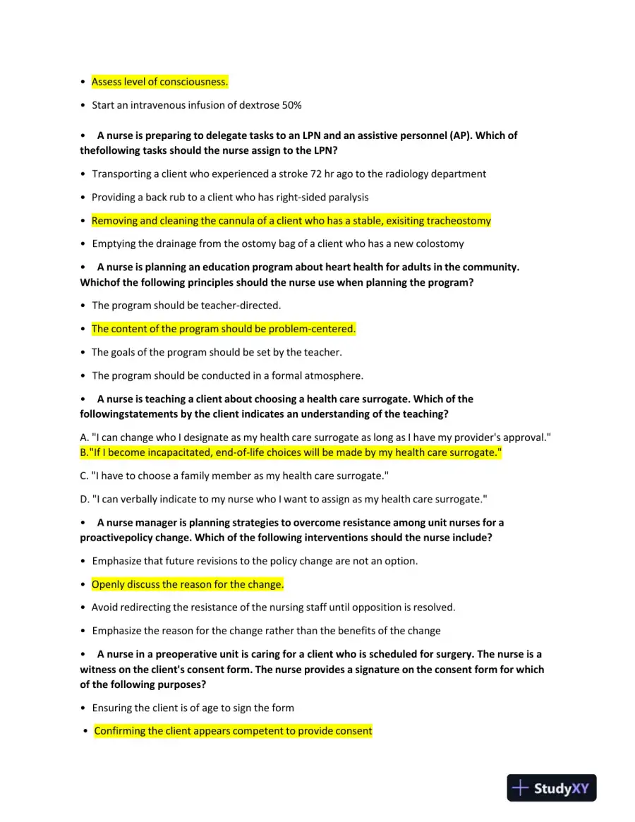 2023 NCLEX RN Medical Surgical Study Guide With Answers (131 Solved Questions), page 5