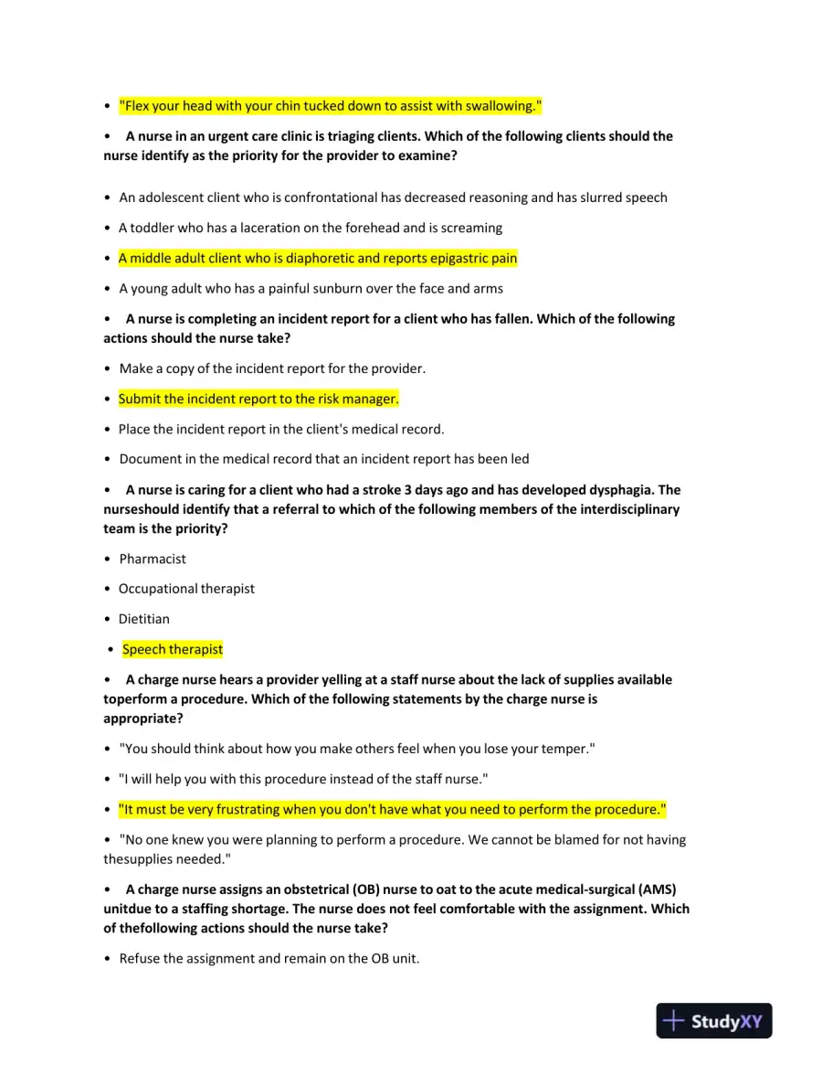 2023 NCLEX RN Medical Surgical Study Guide With Answers (131 Solved Questions), page 7