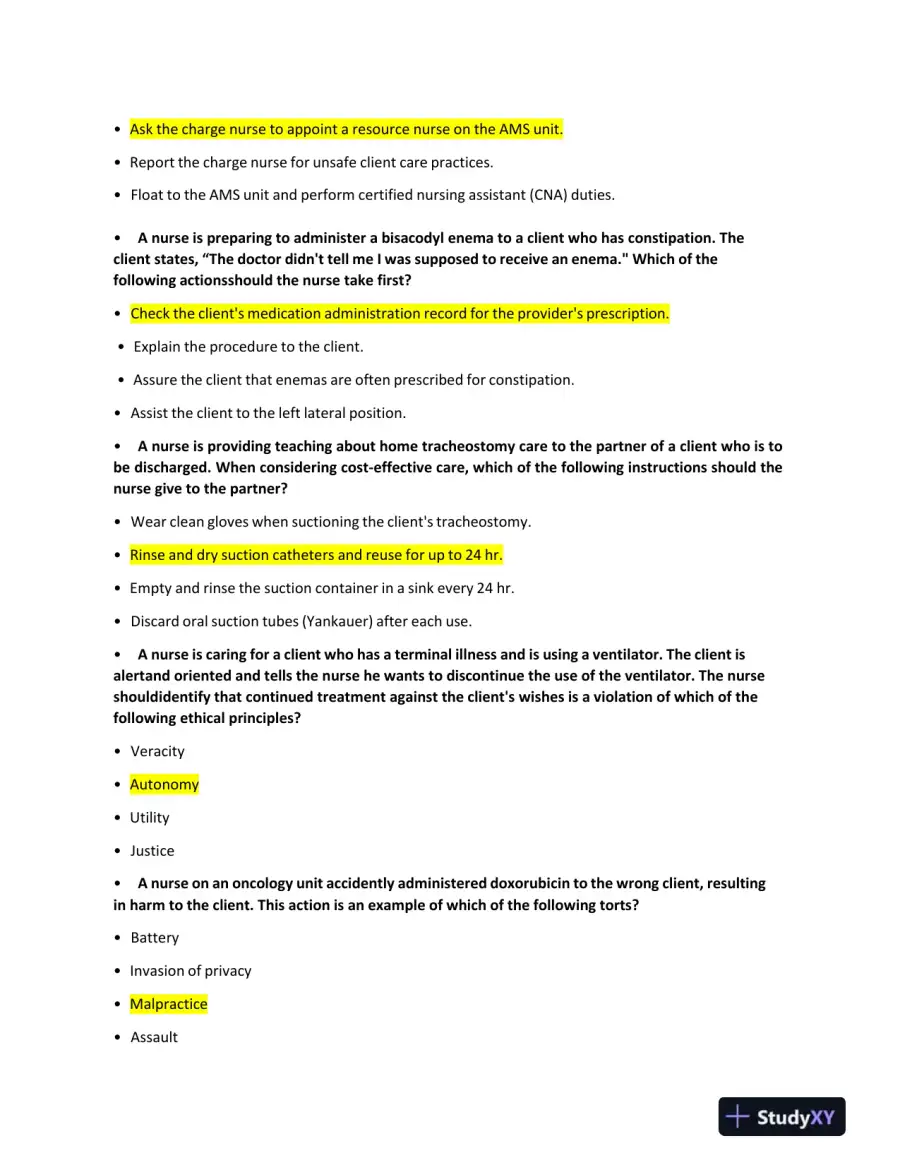 2023 NCLEX RN Medical Surgical Study Guide With Answers (131 Solved Questions), page 8