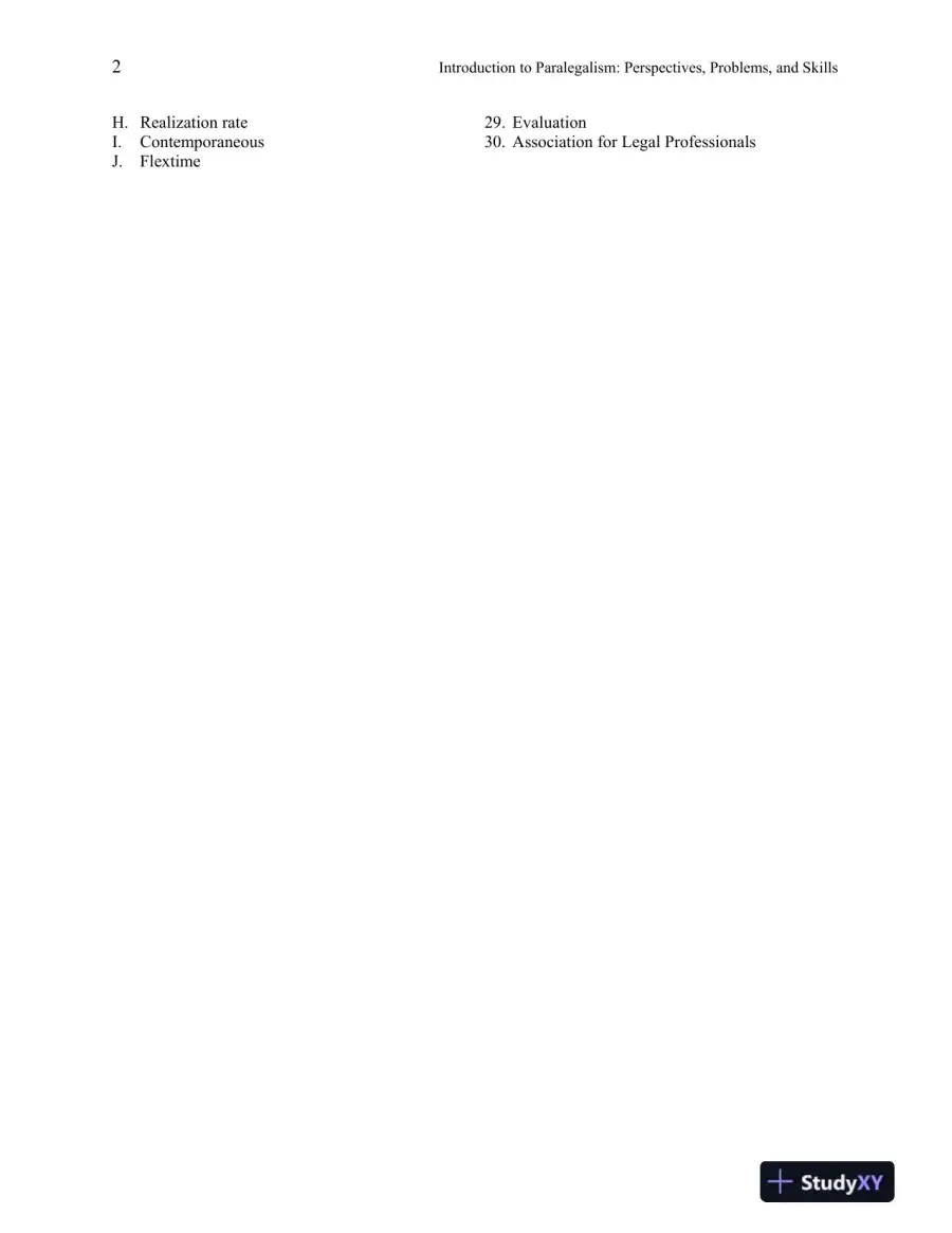 Test Bank For Introduction to Paralegalism: Perspectives, Problems and Skills, 8th Edition, page 8