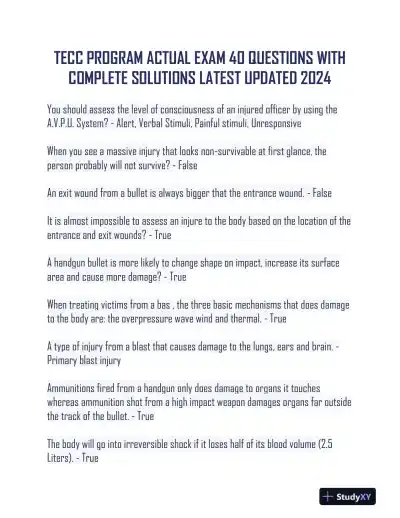 2024 TECC Wound Care Actual Exam With Answers (41 Solved Questions) - Page 1 preview image