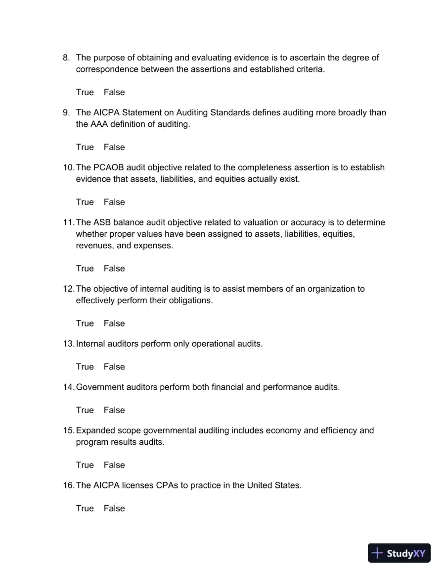 Test Bank For Auditing And Assurance Services, 5th Edition, page 3