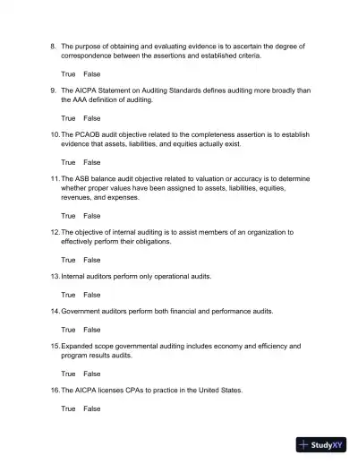 Test Bank For Auditing And Assurance Services, 5th Edition - Page 3 preview image
