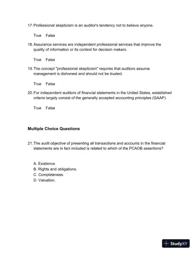 Test Bank For Auditing And Assurance Services, 5th Edition - Page 4 preview image