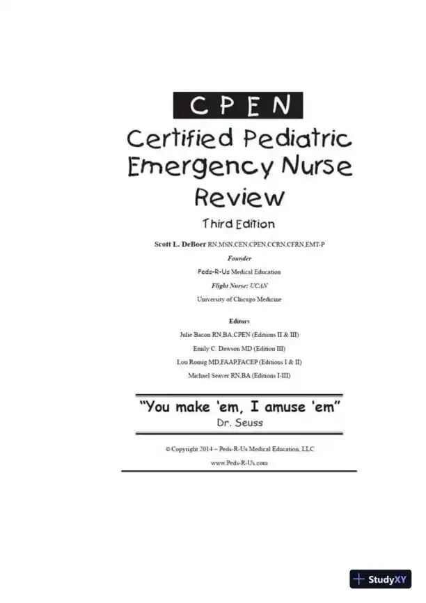 Certified Pediatric Emergency Nurse Review: Putting It All Together (2017) - Page 1 preview image