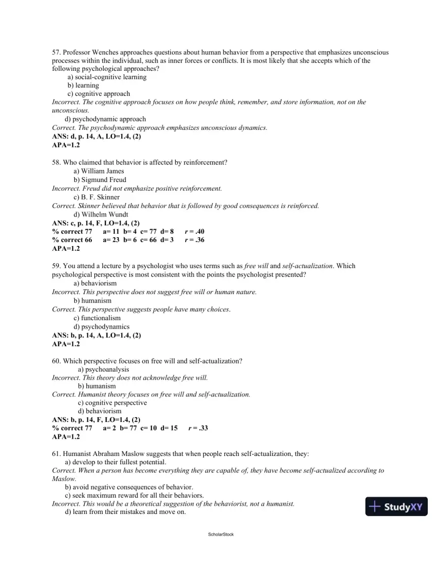 Test Bank For Psychology, 4th Edition, page 14