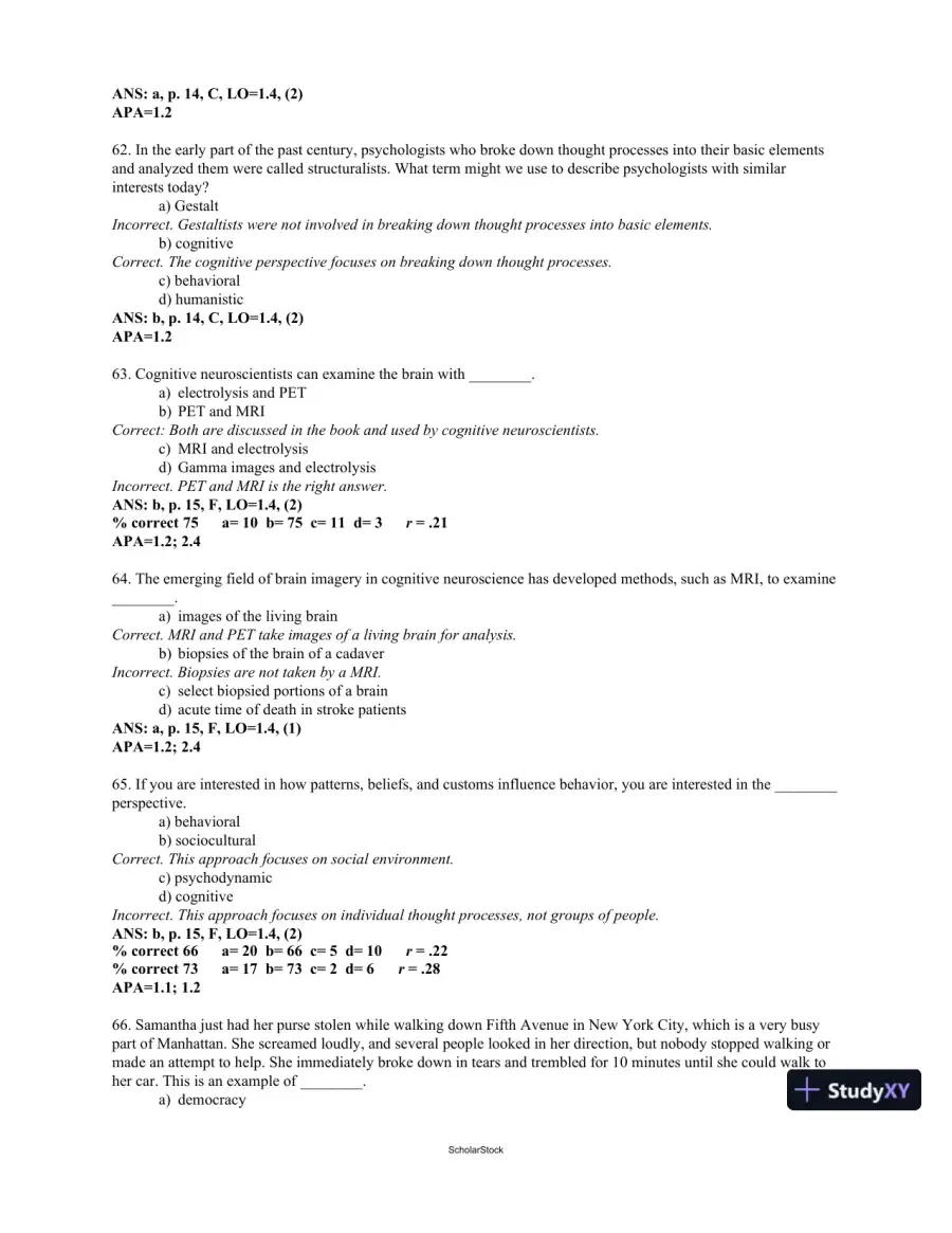 Test Bank For Psychology, 4th Edition, page 15