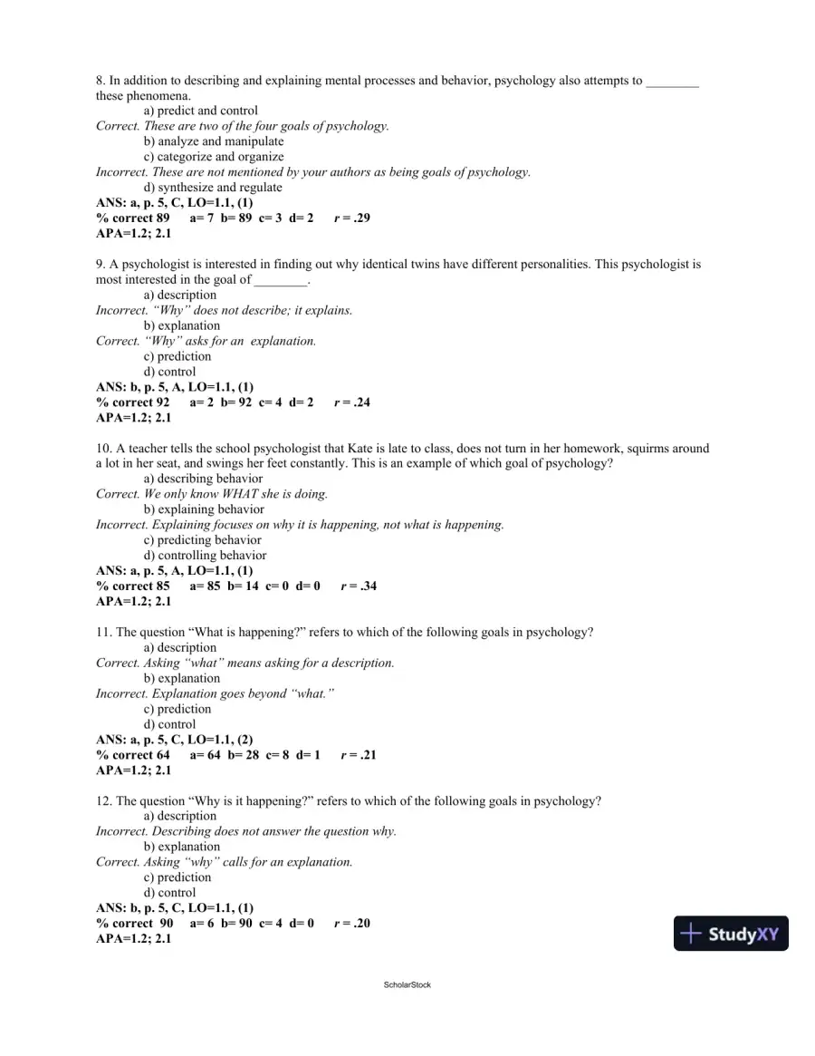 Test Bank For Psychology, 4th Edition, page 4
