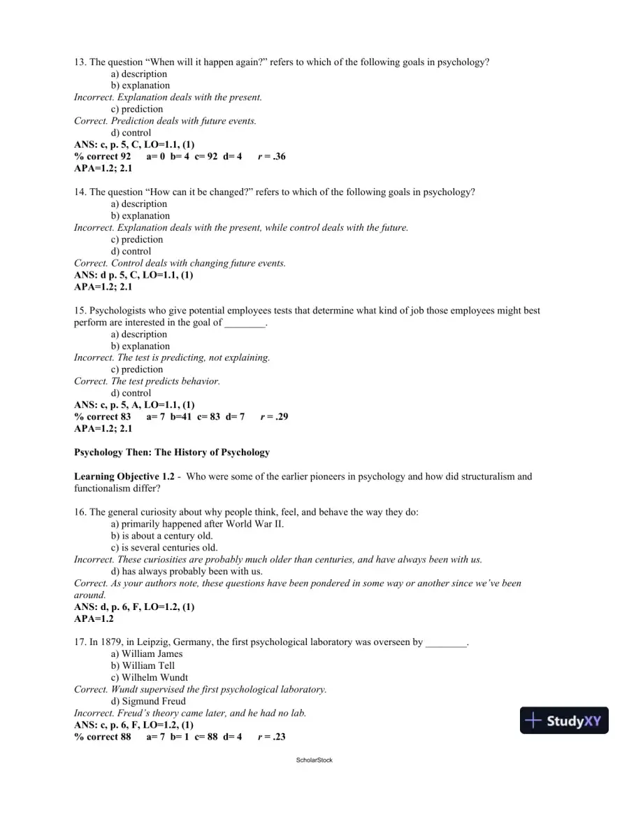 Test Bank For Psychology, 4th Edition, page 5