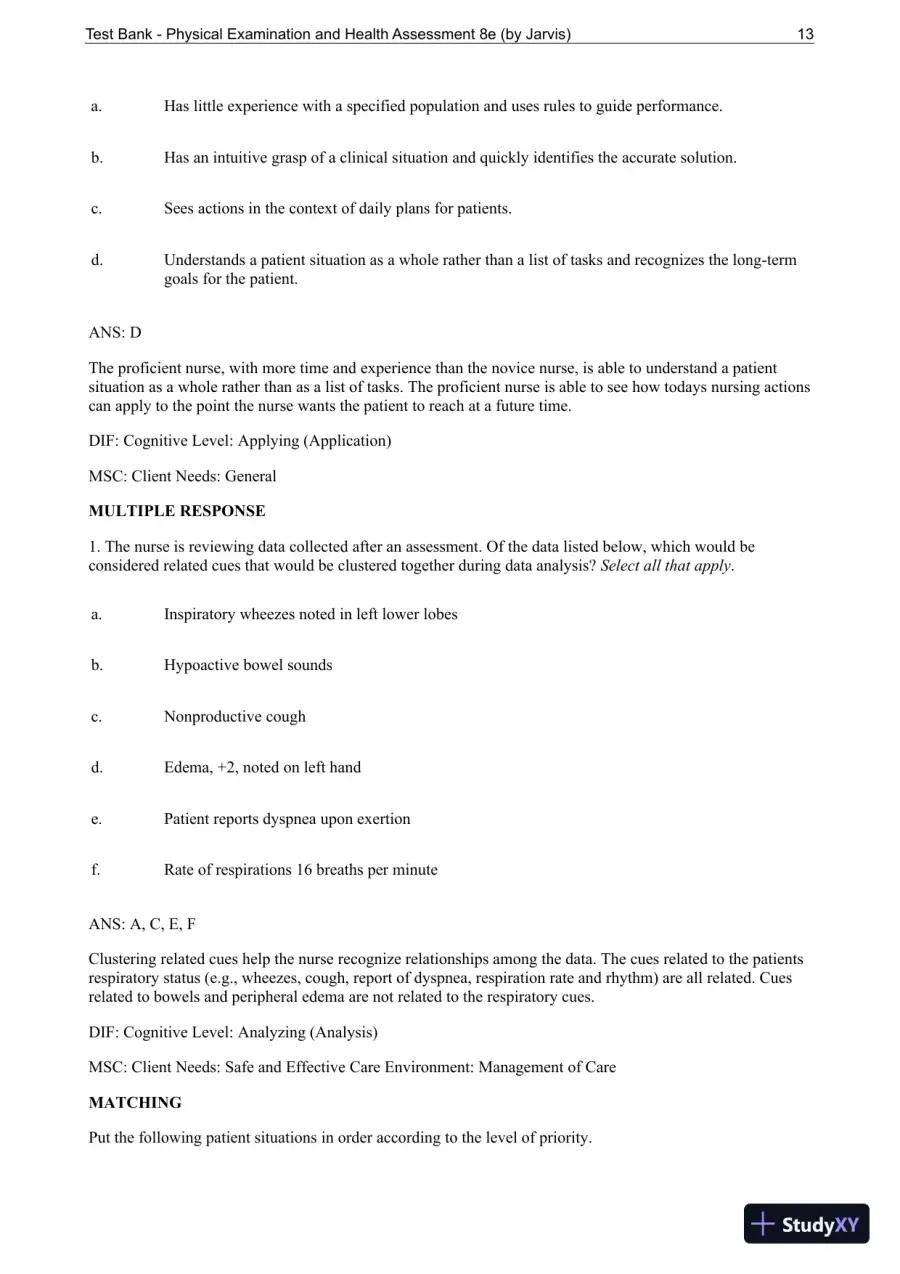 Test Bank For Physical Examination and Health Assessment, 8th Edition, page 14