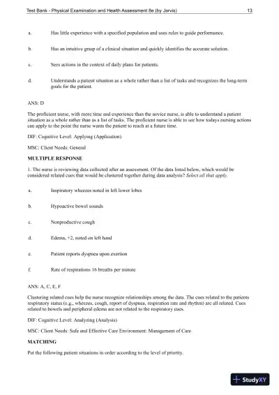 Test Bank For Physical Examination and Health Assessment, 8th Edition - Page 14 preview image