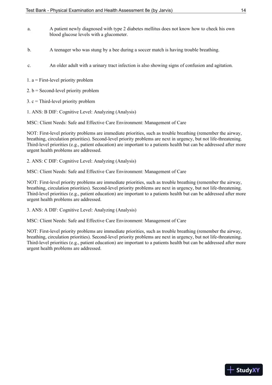 Test Bank For Physical Examination and Health Assessment, 8th Edition, page 15