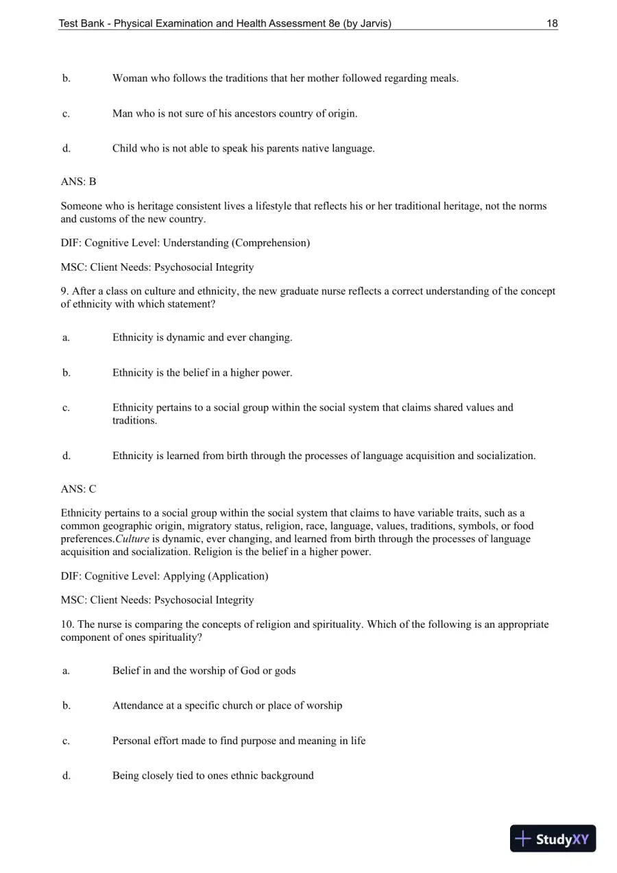 Test Bank For Physical Examination and Health Assessment, 8th Edition, page 19