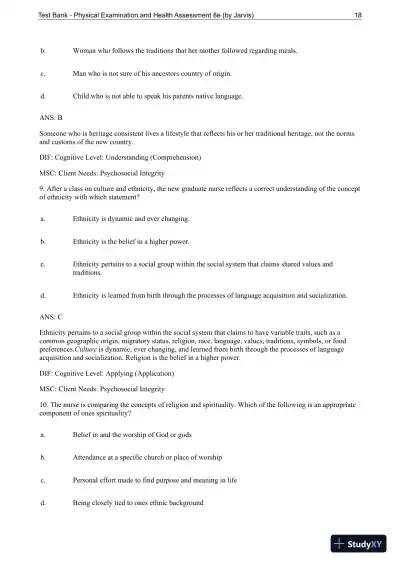 Test Bank For Physical Examination and Health Assessment, 8th Edition - Page 19 preview image