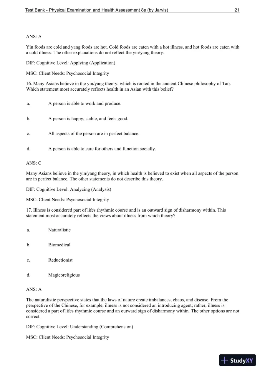 Test Bank For Physical Examination and Health Assessment, 8th Edition, page 22