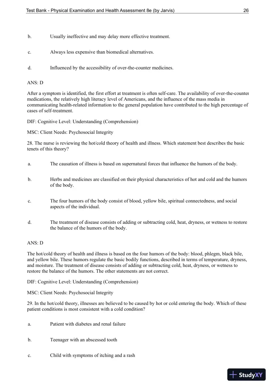 Test Bank For Physical Examination and Health Assessment, 8th Edition, page 27