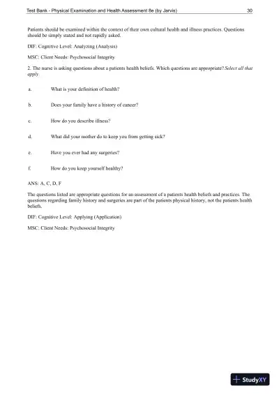 Test Bank For Physical Examination and Health Assessment, 8th Edition - Page 31 preview image