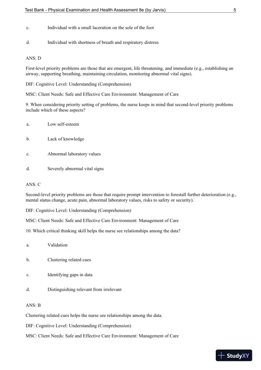 Test Bank For Physical Examination and Health Assessment, 8th Edition, page 6