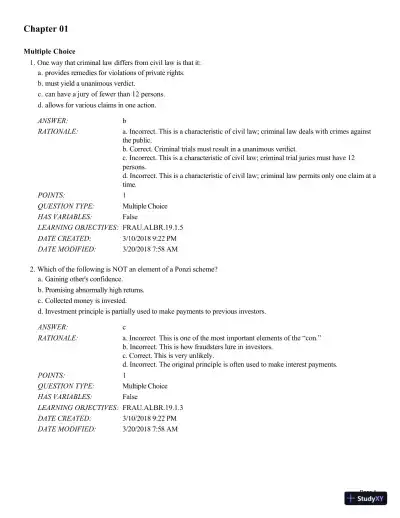 Test Bank for Fraud Examination, 6th Edition - Page 1 preview image