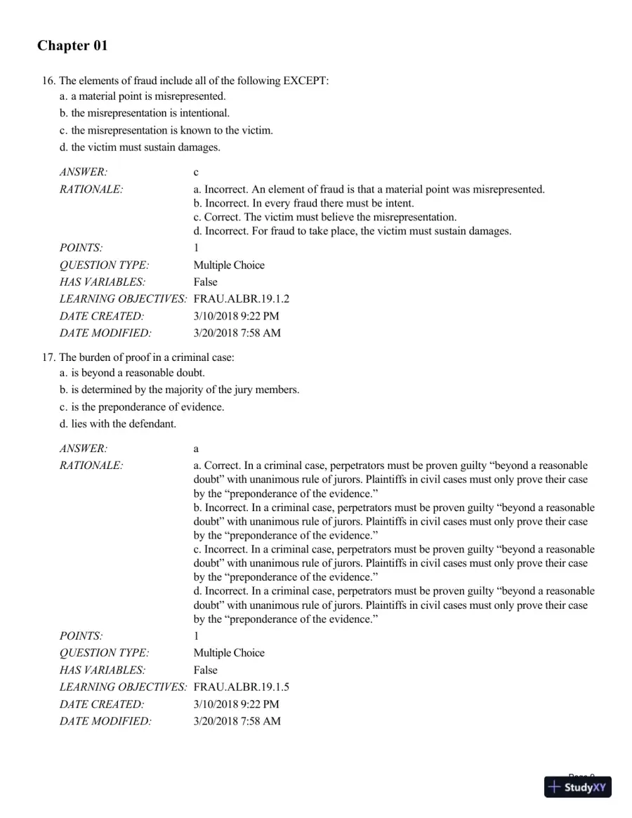Test Bank for Fraud Examination, 6th Edition, page 10
