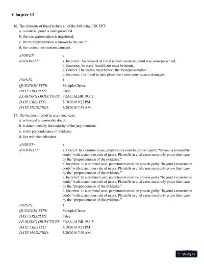 Test Bank for Fraud Examination, 6th Edition - Page 10 preview image