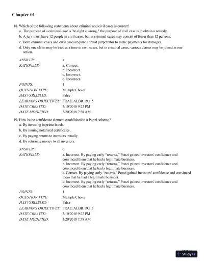 Test Bank for Fraud Examination, 6th Edition - Page 11 preview image