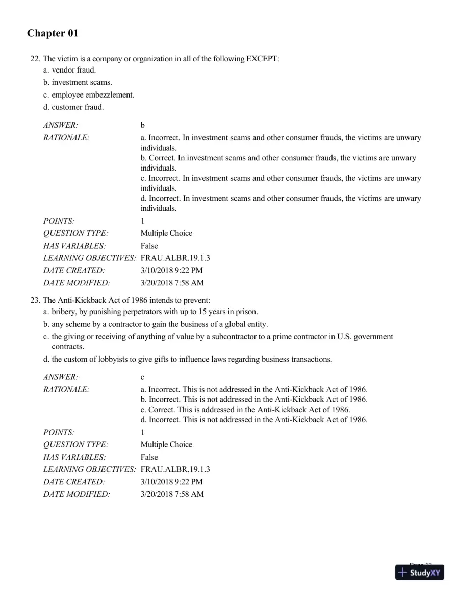 Test Bank for Fraud Examination, 6th Edition, page 13
